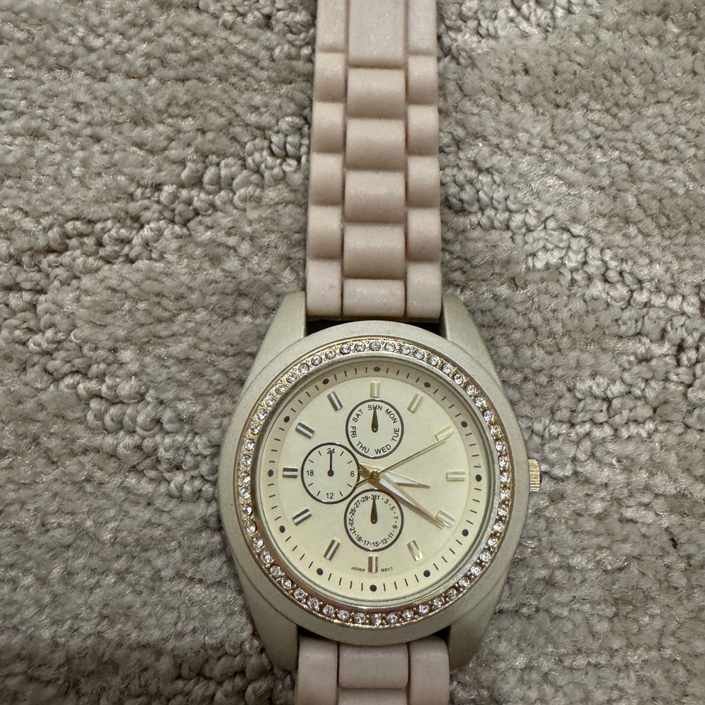 Gold Watch with Crystal Accents